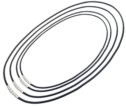 ARHZ 4 Stück Leder Halskette Männer, Halskette Herren Leder, Lederband Halskette 3Mm Schwarz, Kunstleder Halskette Braid 316 Edelstahl, Lederband Mit Verschluss Für Männer Und Frauen (45/50/55/60CM)