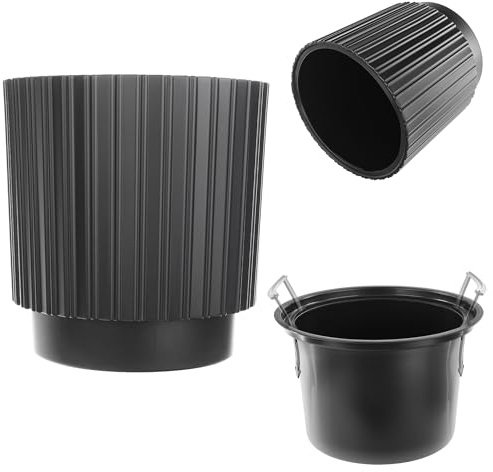 KADAX Dekorativer Blumenübertopf mit Inneneinsatz, Runder Blumentopf, Übertopf aus Kunststoff, Pflanztopf für Innen und Außenbereich (Schwarz, 30 cm)