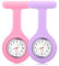 Anpro Silicone Nurse Watch with Brooch Pocket Clip, Glow in The Dark, 2 Pack Fob Medical Watches for Doctors, Paramedics, Nurses - Pink and Purple