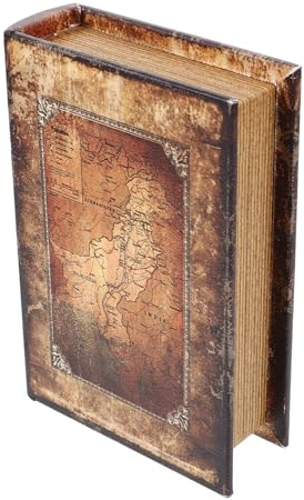 Luxshiny Vintage Book Shaped Storage Box with Magnetic Closure Decorative Bible Storage Box for Keys Jewelry and Shelf Display 7.5X4.9X1.9 Inch