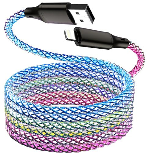 BAVNCO LED iPhone Charger, [Apple MFi Certified] 5ft RGB Colorful Gradual Light Up USB A to Lightning Cable iPhone Fast Charging Data Cord for iPhone 14 13 12 11 Pro Max XR XS X 8 7 6 Plus iPad More