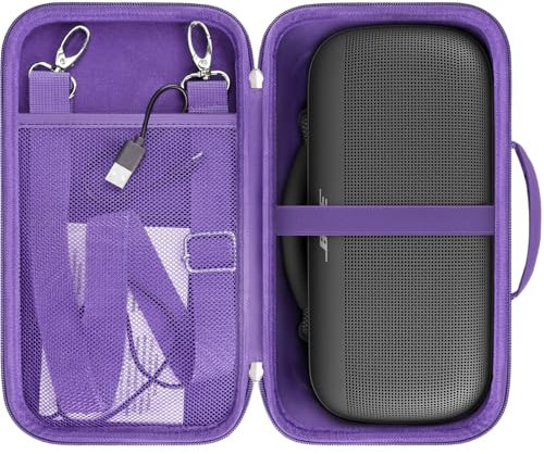 RAIALL Hard Travel Case for Sony ULT Field 3 Wireless Portable Bluetooth Speaker, Sony ULT Field 3 Protective Carrying Storage Bag, Purple+Shoulder Strap