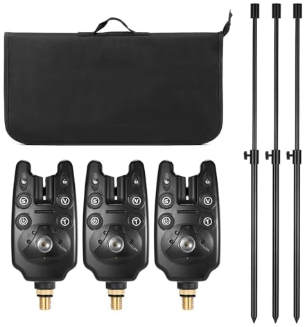 Solinder Angelbissanzeiger Bissanzeiger zum Angeln, Banksticks und Swinger-Set mit gepolsterter Angelwerkzeugtasche