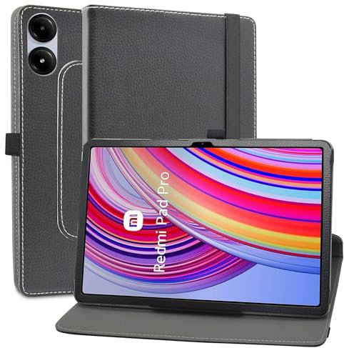 MAMA MOUTH Cover per Xiaomi Redmi Pad Pro Custodia,Slim girevole Smart 360 gradi di rotazione Case Cover Custodia Protettiva per Xiaomi Redmi Pad Pro/Xiaomi Poco Pad 12.1 Pollici Tablet,Nero