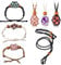 TAIZER 6 Pieces Necklace Cord Empty Stone Holder Empty Cord Necklace Stone Holder Adjustable Retro Braided Cage Fish Netted Necklace Cord Replacement Rope Necklace Stone Necklace DIY Bracelet Cord