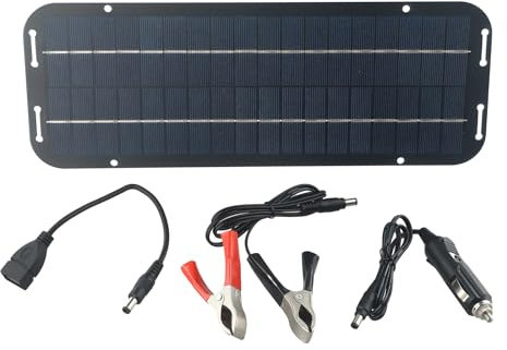 60W Solar Panel 12V Trickle Battery Charger, Car Battery Maintainer, IP65 Waterproof Portable Solar Panel Power Backup Kit for RV, Boat, Automobile