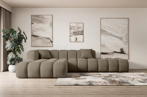 ALTDECOR Ecksofa in L-Form Corner Sofa Bett Eckcouch Couch Wohnlandschaft Cauchsofa Olea-L2-309x190x70 cm Braun