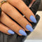 SXVME Light Blue False Nails Coffin, Medium Short Press on Nails Coffin, Blue Glue on Nails Gel Fake Nails for Women, Short Ballerina Acrylic Nails for Daily Wear 24 Pcs