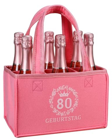 Geschenk 80 Geburtstag Frau, lustige 80. Geschenke für Frauen | Geburtstagsgeschenke für Frauen, Mama Ehefrau Oma Geschenk, Flaschentasche - Filztasche für 6 Flaschen