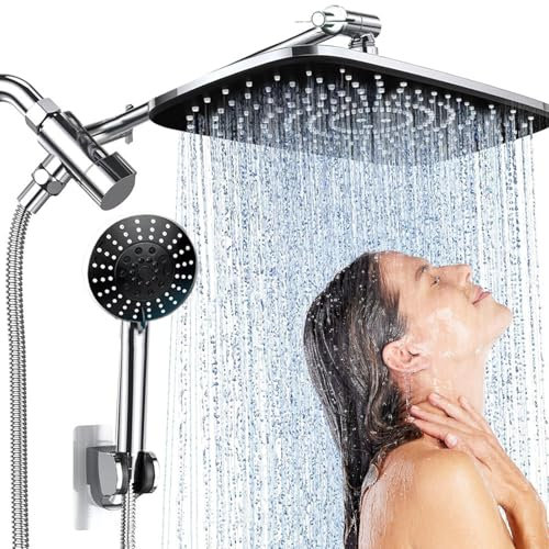 Cabezal de ducha de alta presión, cabezal de ducha de baño con juego de cabezal de ducha de mano ajustable, boquilla antiobstrucción, varilla de ajuste inteligente, filtro de cabezal de ducha de 5