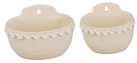 HEMOTON 2pièces Pot De Fleurs Suspendu Plastique pour Plante Murale Suspension Beige