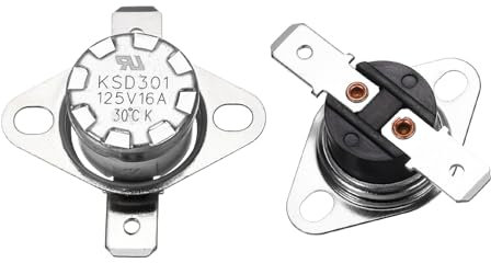 sourcing map 2 Pcs KSD301 Thermostat 30°C/86°F 16A Normally Open N.O Adjust Snap Disc Temperature Switch for Microwaves,Oven,Coffee Maker,Bakelite Material