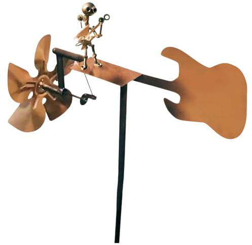 Guitarist Windmill Music Figures 29 x 17 x 69 cm Handmade Drummer Windmill Metal Garden Decoration Wind Powered Guitar Sculpture for Yard Lawn Patio and Outdoor Use