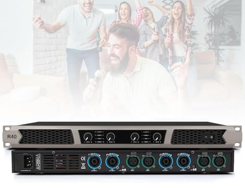 Professional Power Amplifiers, Digital Power Amplifier with XLR Interface, 4-Channel Independent Output and Fast Heat Dissipation, Smart Cooling and Adjustable Temperature, for Stage Performances