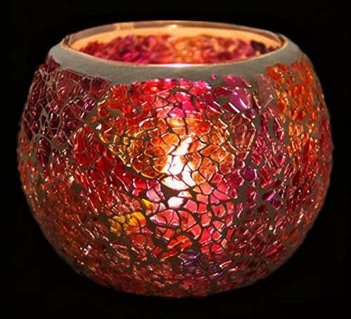 Maimeili Vintage Mosaik-Glas Romantisches Buntglas-Duftstumpenhalter Basis Teelichter Elegante Home Tischdeko (OHNE Kerzen) Für Hochzeit Party Weihnachten Kirche