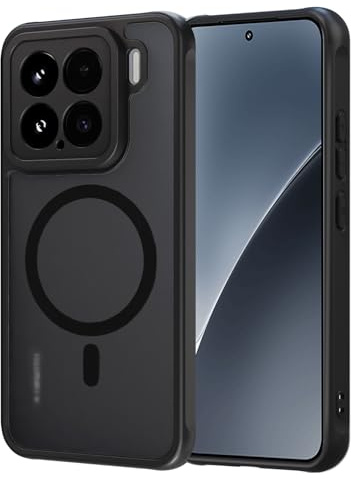 AOMYKE für Xiaomi 15 Hülle Magnetisch, Handyhülle für Xiaomi 15 [Kompatibel mit MagSafe] Transluzente Matte Anti-Fingerabdruck Kratzfeste PC Rückseite + TPU Bumper, Schwarz