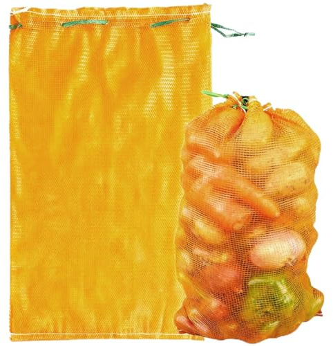 50PCS Net Bags for Vegetables, 50 cm × 80 cm Large Mesh Onion Storage Bag | Reusable Extra Large Drawstring Vegetable Storage Bags for Storing Potato Onion Firewood Crawfish Citrus