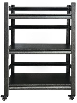 Generisch Garagenregale aus Metall, Lagerregal Industriedesign Schwarzes Regal, Höhenverstellbarer Regal-Organizer mit Rollen, Schwerlastregal für Speisekammer,Wäscherei,Küche (60x40x80cm)