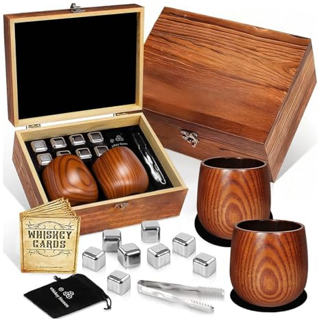 LAIKAIEU Kit Bicchieri Da Whisky in Legno Carbonizzato, Bicchiere Borbone Personalizzato, Bicchiere Da Whisky Premium Artigianale, Regali Perfetti Per Uomini, Marito, Fidanzato, Padre, Amici