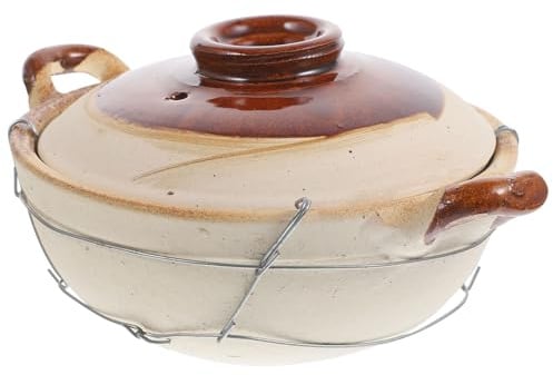 SILENRADAWN Cazuela de Barro 0,5l con Asa, Olla Pequeña para Guisar y Cocinar, Olla Doméstica Multifuncional para Sopa y Arroz, Cazuela Tradicional para Uso en Cocina Casera Varios estilos