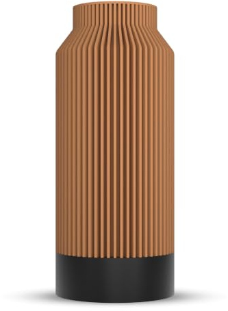 ebenkunst Kontura Vase 25 cm bruchsicher wasserdicht Blumenvase Kastanie | Wasserdichter PCTG-Einsatz, herausnehmbar & bis 55 °C spülmaschinenfest, moderne & bruchsichere Bio-PLA-Vase, Made in Germany