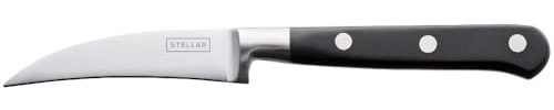 Stellar Classic 7.5cm / 3 Curved Paring Knife, Stainless Steel Razor Sharp Blade, Full Tang Riveted Handle, Dishwasher Safe