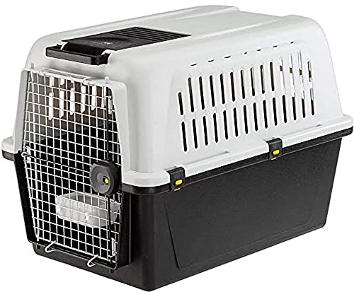 Ferplast Hundetransportbox Transportbox für mittelgroße Hunde ATLAS 50, Reisebox für Hunde, Sicherheitsverriegelung, Lüftungsgitter, 55,5 x 81 x h 59,5 cm Grau