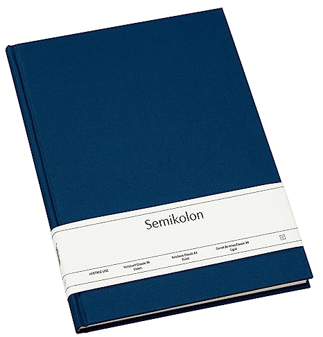 Semikolon 350920 Notizbuch Classic A4 liniert - 176 Seiten, cremeweißes Papier - Lesezeichen - marine blau