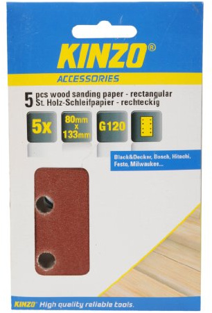 Kinzo 71707 - Legno carta abrasiva 5 pezzi g120