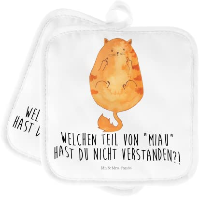 Mr. & Mrs. Panda Topflappen Katze Mittelfinger - Geschenk, Cats, Schöne Topflappen, Topfuntersetzer, Topfhandschuh, Mieze, Tiger, Mietze,
