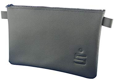 LITFAX Banktasche aus Kunstleder genarbt - Geldtasche A5 Format - Geldbeutel mit Reißverschluss - Sicher für Bargeld und Dokumente - Schwarz mit Sparkassen Prägung (26 x 17 cm, 5 Stück)