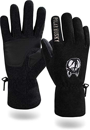 Polar Husky Fleecehandschuhe für Damen und Herren mit verstärkter Handinnenfläche (S-3XL) Farbe Schwarz Größe S
