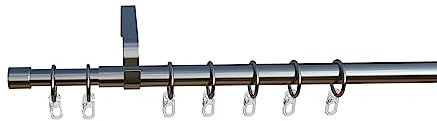 Tilldekor Komplettset, ausziehbare Gardinenstange Andrax, edelstahl-optik, Ø 16/19 mm, 1-Lauf, 120-240 cm, inkl. Trägern und Ringen