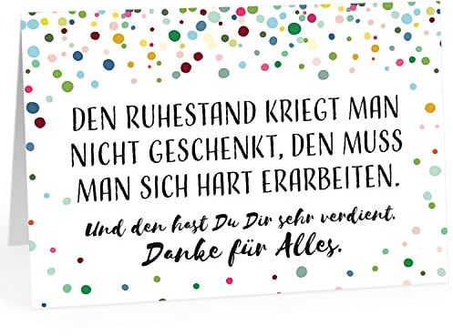 XXL Abschiedskarte (A4) | Den Ruhestand kriegt man nicht geschenkt (Persönlich) | mit Umschlag | edle Klappkarte | Große Ruhestandskarte, Pension, Rente Karte