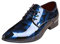 Scarpe Derby da uomo in vernice floreale con lacci scarpe da lavoro formali a punta lucida piatta in ecopelle, Fiore blu., 42 2/3 EU