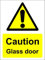 Caution glass door safety sign - Self adhesive sticker 200mm x 150mm Reverse window sticker