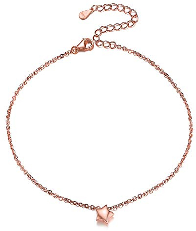 ChicSilver Damen Fußkettchen, 925 Rosegold Fußkette 22cm lang, Eleganter Sommer Strand Fußschmuck mit Geschenkebox für Freundin Ehefrau Verlorbte