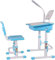 Leomark Ergonomisch Kinderschreibtisch SMART/Blaue Farbe, Dim: 61 x 55 x 68 (H) Schreibtisch und Stuhl höhenverstellbar mit Schublade + Lampe