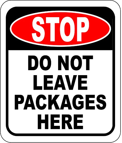 Stop Do Not Leave Packages Here Outdoor Aluminiumschilder – Lieferanleitung – Lieferschild – Paket Lieferbox Anleitung – Paket Box für Außenschild – Home Front Porch Schild – 21,6 x 25,4 cm