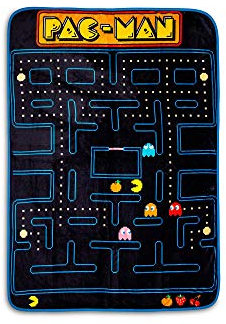 JUST FUNKY Pac-Man Maze Überwurfdecke, gemütliche Fleecedecke, superweiche, leichte Decke, 114,4 x 152,4 cm