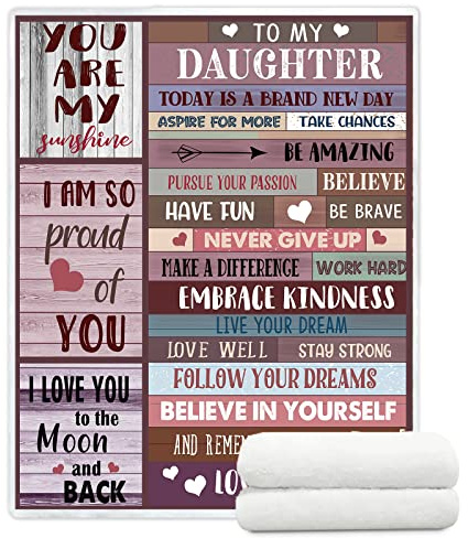 YunTu Decke mit Aufschrift To My Daughter von Mama Papa Geschenke für Tochter Sherpa Überwurfdecke mit warmen Worten Fuzzy Muttertag Geburtstag Geschenke Decken für Tochter