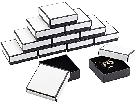 nbeads 16 Stück Schmuckbox, Quadratische Karton Schmuckbox Schnappdeckel Papier Geschenkbox Mit Schwammmatte Für Ringe Anhänger Halsketten Präsentation Und Festivalgeschenken, 7.3x7.3x3.2cm