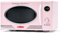 Nostalgia - Horno de microondas retro para encimera, grande de 800 W, 0.9 pies cúbicos, 12 ajustes de cocción preprogramados, reloj digital, electrodomésticos de cocina, color rosa