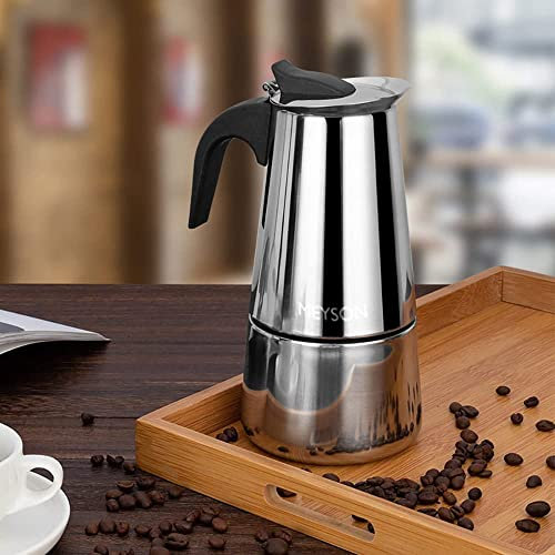 Espressokocher, Espresso Maker für 10 Tassen (600ml), Kaffeekocher für Stovetop, Mokkakanne aus 430 Edelstahl, Coffee Maker Induktion Herde geeignet für Induktionskochfeld