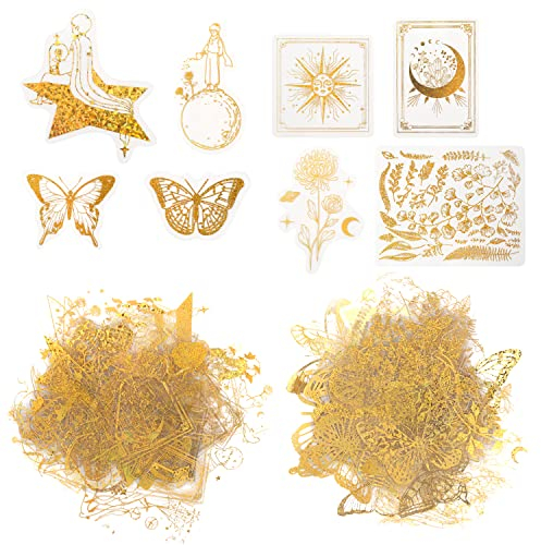 Scrapbooking Aufkleber Vintage Aaufkleber 180Stk Transparente Aufkleber Holografische Sticker für Scrapbooking Tagebuch Fotoalbum Kalender Notizbuch DIY-Bastelalbum