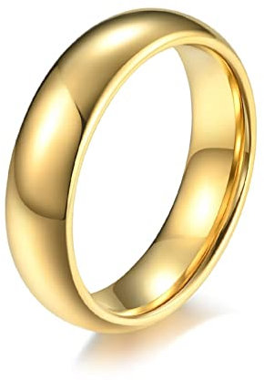 Pärchen Ringe Verlobung, Herren Ringe Im Gold 6MM Größe 6 Wolfram Stahl Bandring para Jubiläum Geburtstag