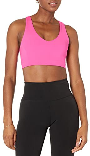 Amazon Essentials Active Sculpt Soutien-Gorge de Sport avec col en V et Soutien Moyen Femme, Rose Fluo, XS