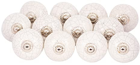Shah Crafts.Ceramic Door Knob Set of 12 Assorted Designs Handmade Door Knobs for Vintage, Shabby Chic, Interior Furniture, Cabinet Cupboard Wardrobe Drawers Pulls Handles