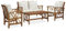Hommdiy 4 TLG. Garten-Lounge-Set Akazienholz Massiv Gartenmöbel Lounge Bank Stuhl Tisch Gartenset Sitzmöbel Sitzgruppe Gartenbank Beistelltisch Gartengarnitur, Mit Kissen Weiß