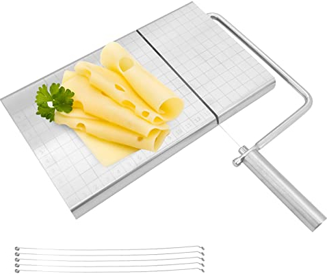 Beowanzk Cheese Slicer, Wire Cutter, Silver Stainless Steel, 15 Inches